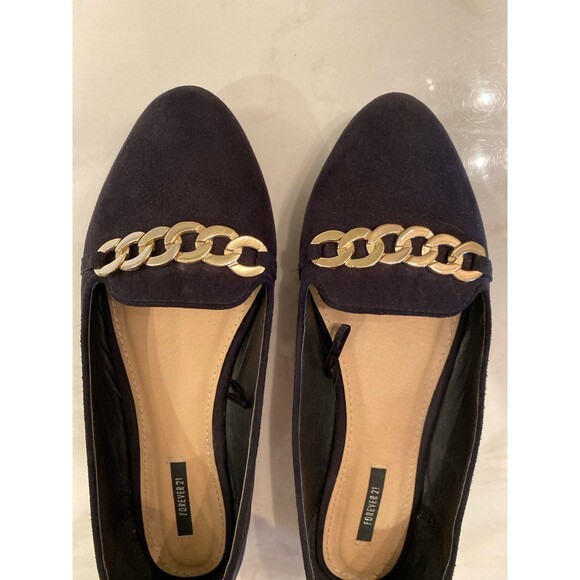 Flats Forever 21 Shoe Size ?? 8 - 8.5 Faux Suede Outer Almond Toe Gold Hardware - Picture 6 of 12